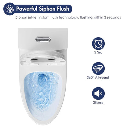 Dual Flush Floor Mounted One-Piece Toilet with Soft-Close Seat In Glossy White Ohberri