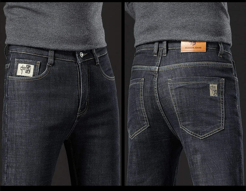 Winter Lamb Fluff Denim Straight Pants Ohberri