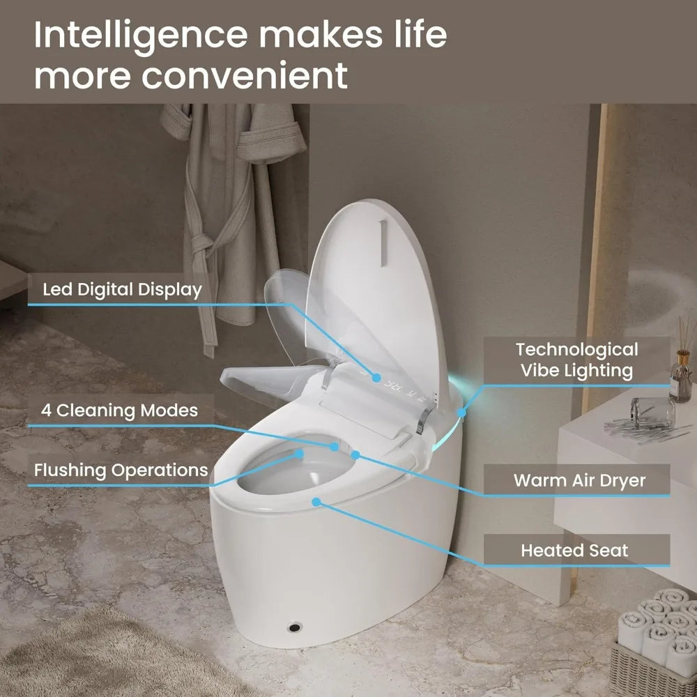Smart Toilet, One Piece Toilet Elongated, Auto Flushing Bidet Toilet with Heated Seat Ohberri