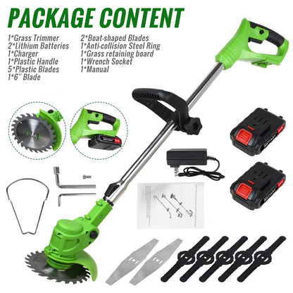 Weed Trimmer Lawn Electric Brushles 2-in-1 Cordless String Grass Trimmer Cutter Fast Charger With 2 xBattery for Yard Garden - Ohberri