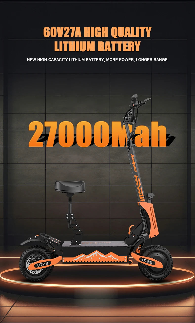 5600W Adult Electric Scooter Dual Motor Top Speed 46MPH,60V27AH, 11-inch Off-Road Tires Sport Ohberri