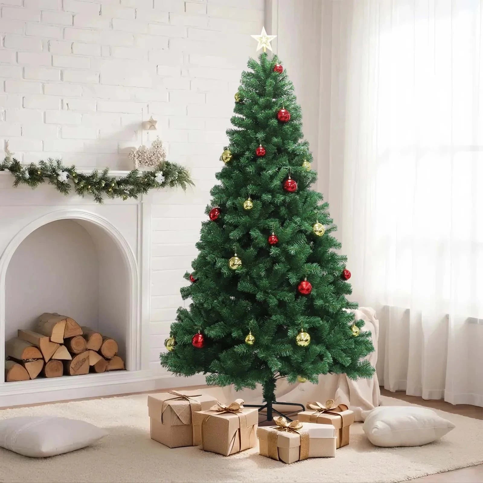 6FT 7FT Artificial Christmas Tree with Lights Remote Control Ohberri