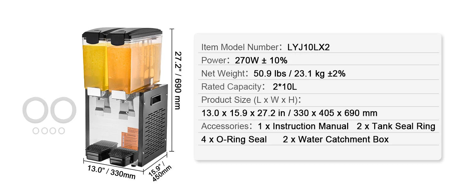 Tanks Commercial Beverage Dispenser 10L/12L/18L Per Tank Juice Dispenser Stainless Steel Ohberri