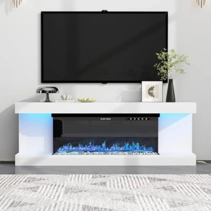 Fireplace TV Stand for TVs up to 70 with 7Color Lights with 12Color Flame 2Level Heating Ohberri