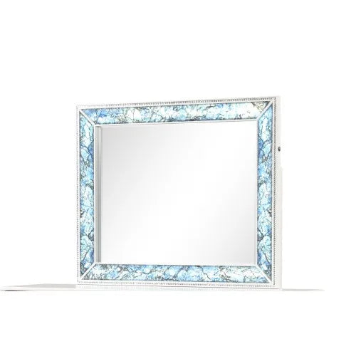 Modern Style 5 Pc King Upholstered Bedroom Set Made with Wood and Crystal Accents in White - Ohberri