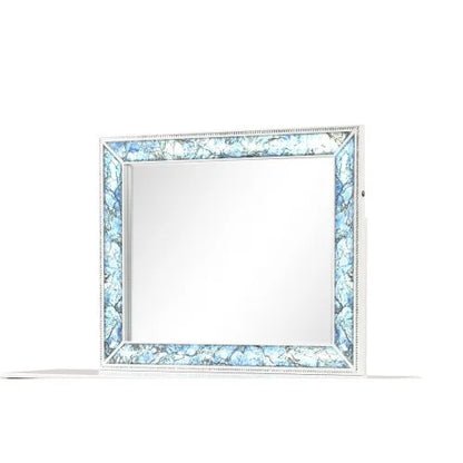 Modern Style 5 Pc King Upholstered Bedroom Set Made with Wood and Crystal Accents in White - Ohberri