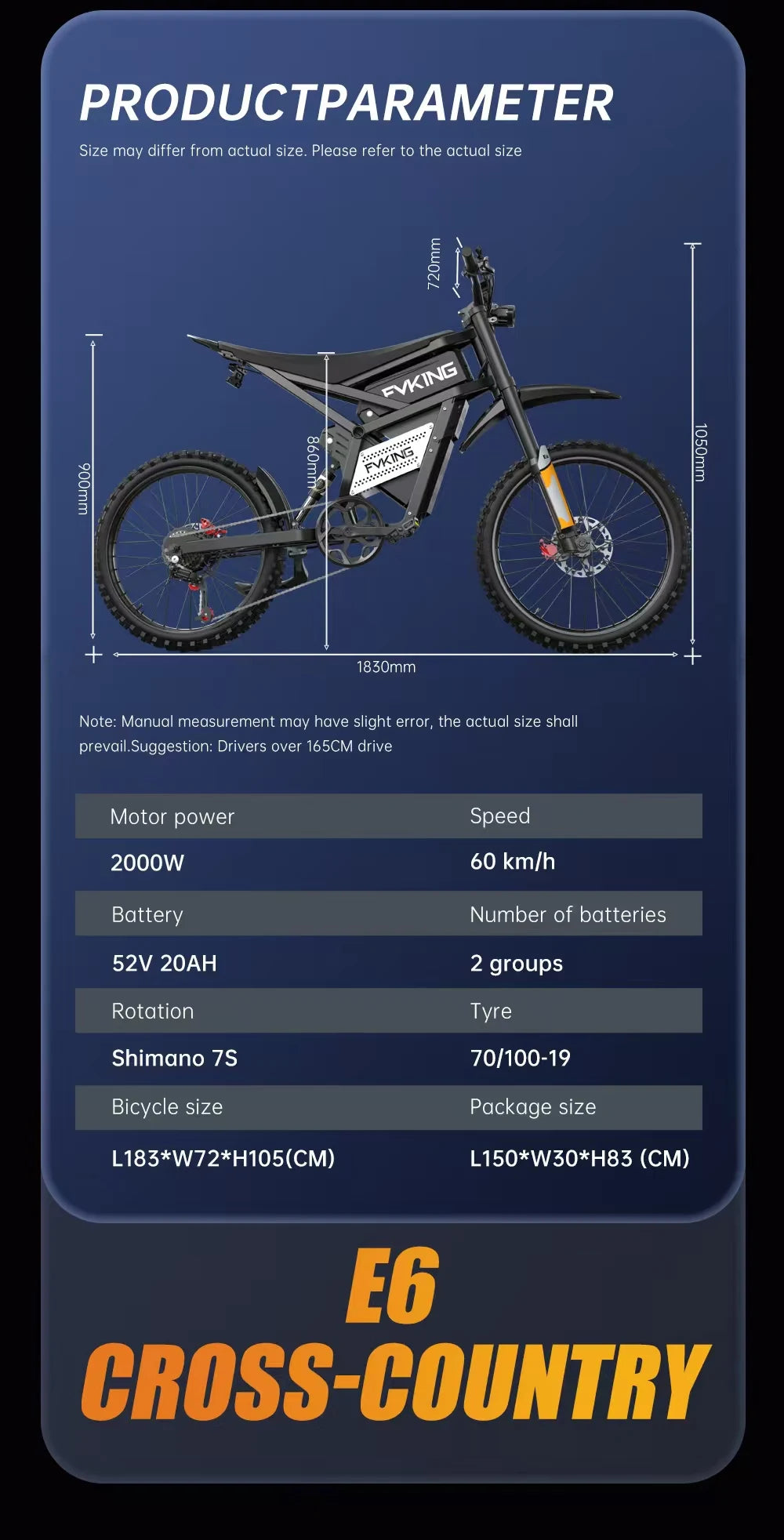 Dual Battery, Peak 2900W 52V, Dual 20Ah, 25inchTires,off-road Mountain E-Bike - Ohberri