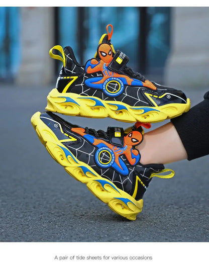 Disney Boys Shoes LED Lights Cartoon Autumn Children's Sports Shoes Leather Non-slip Children's Running Shoes Sneaker Size 25-35 Ohberri