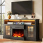 3Sided Glass Electric Fireplace TV Stand for 65 Inch TV with 14 Flame Colors LED Storage Cabinets Ohberri