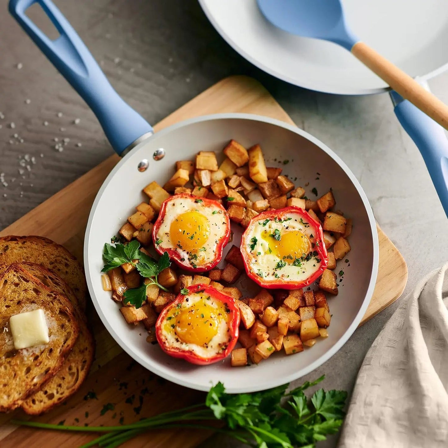 14-Piece Ceramic Nonstick Cookware Set, Oven & Dishwasher Safe, Blue Ohberri