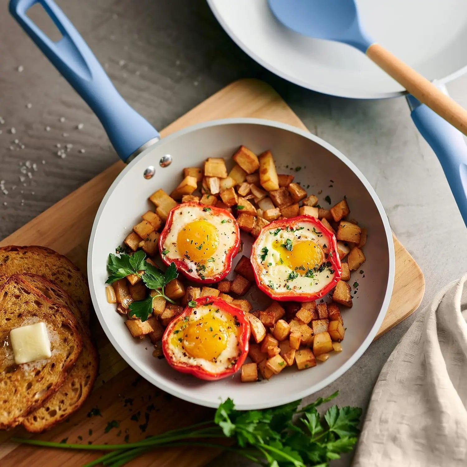 14-Piece Ceramic Nonstick Cookware Set, Oven & Dishwasher Safe, Blue Ohberri