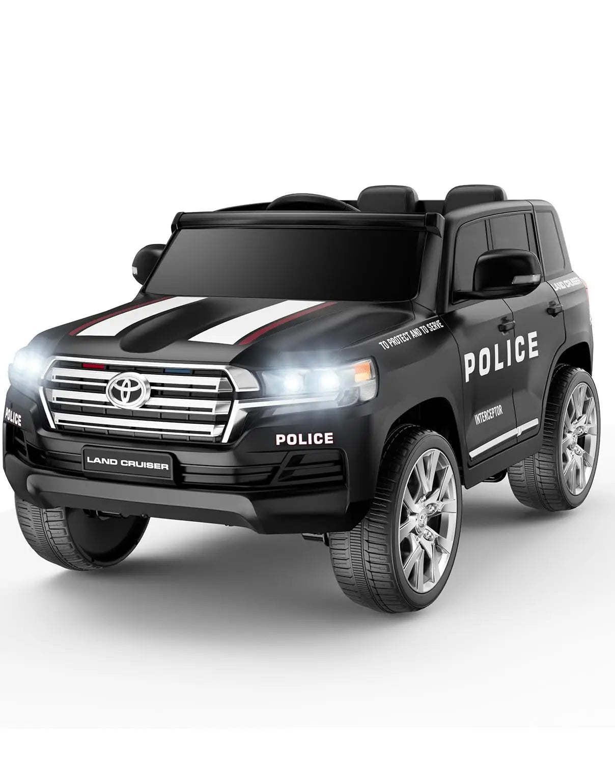 Toyota 12V Police Car 2-Seater Ride On w/Remote, 4WD, Siren, LED, Bluetooth Ohberri