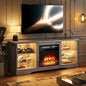 Fireplace with TV Stand 36" inch Electric Fireplace Up to 80" TVs, LED Light Modern Wood High Gloss Ohberri