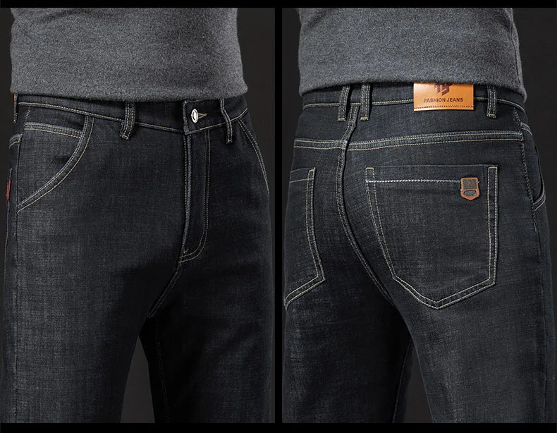 Winter Lamb Fluff Denim Straight Pants Ohberri