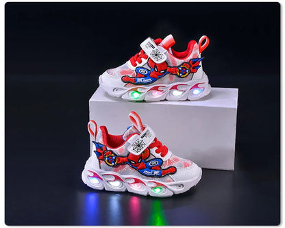 Disney Fashion Spiderman Baby Boys Sneakers Spring/autumn Children's Shoes Lighted Sneaker Trendy Kids Boy Sports Casual Shoes Ohberri
