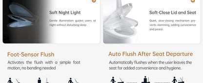 AQUATIZ Intelligent Toilet Power Flush Comfort Height Smart Toilet with Built-In Bidet, ADA Compliant N111-1B Ohberri
