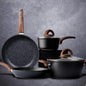 Pots and Pans Set Non Stick, Ceramic Cookware Set with Granite Pattern Ohberri