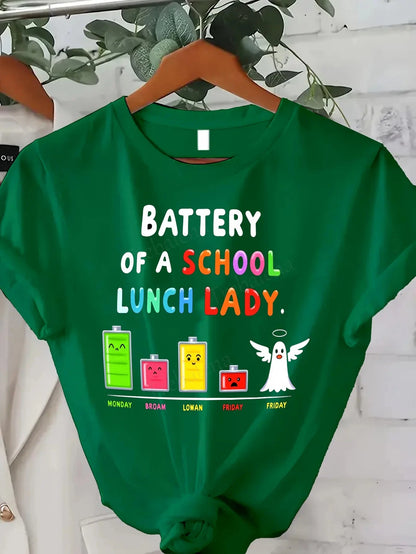 Funny School Lunch Lady Battery T-Shirt Ohberri