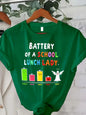 Funny School Lunch Lady Battery T-Shirt Ohberri