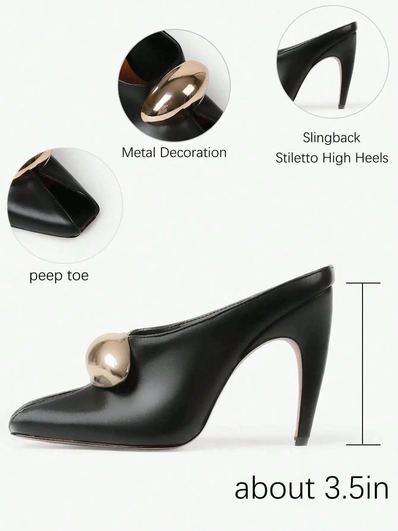 Metal Decoration Stiletto High Heels Slingback Pumps Ohberri