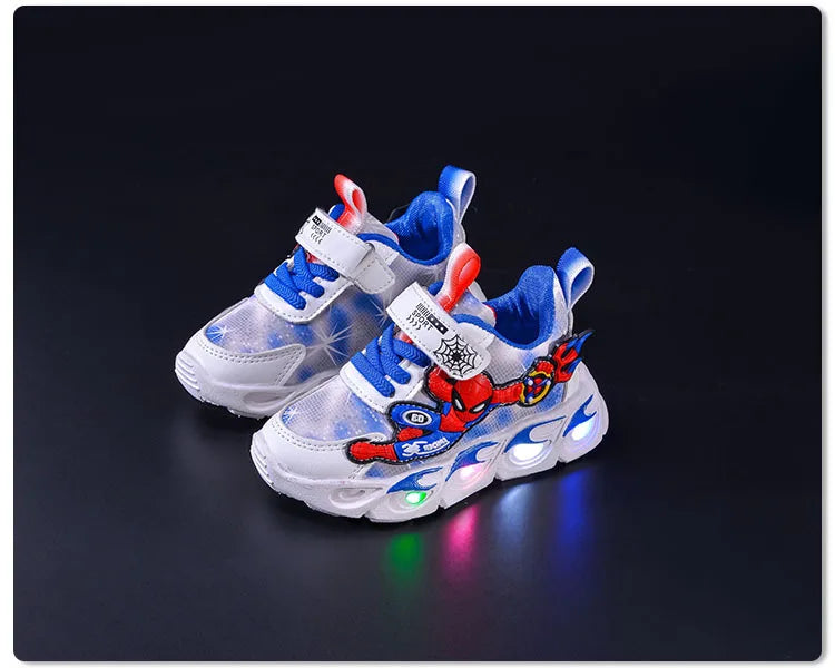Disney Fashion Spiderman Baby Boys Sneakers Spring/autumn Children's Shoes Lighted Sneaker Trendy Kids Boy Sports Casual Shoes Ohberri