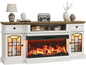 70" Farmhouse Fireplace TV Stand for TVs up to 80" with 36" 3-Side Glass Electric Fireplace Ohberri