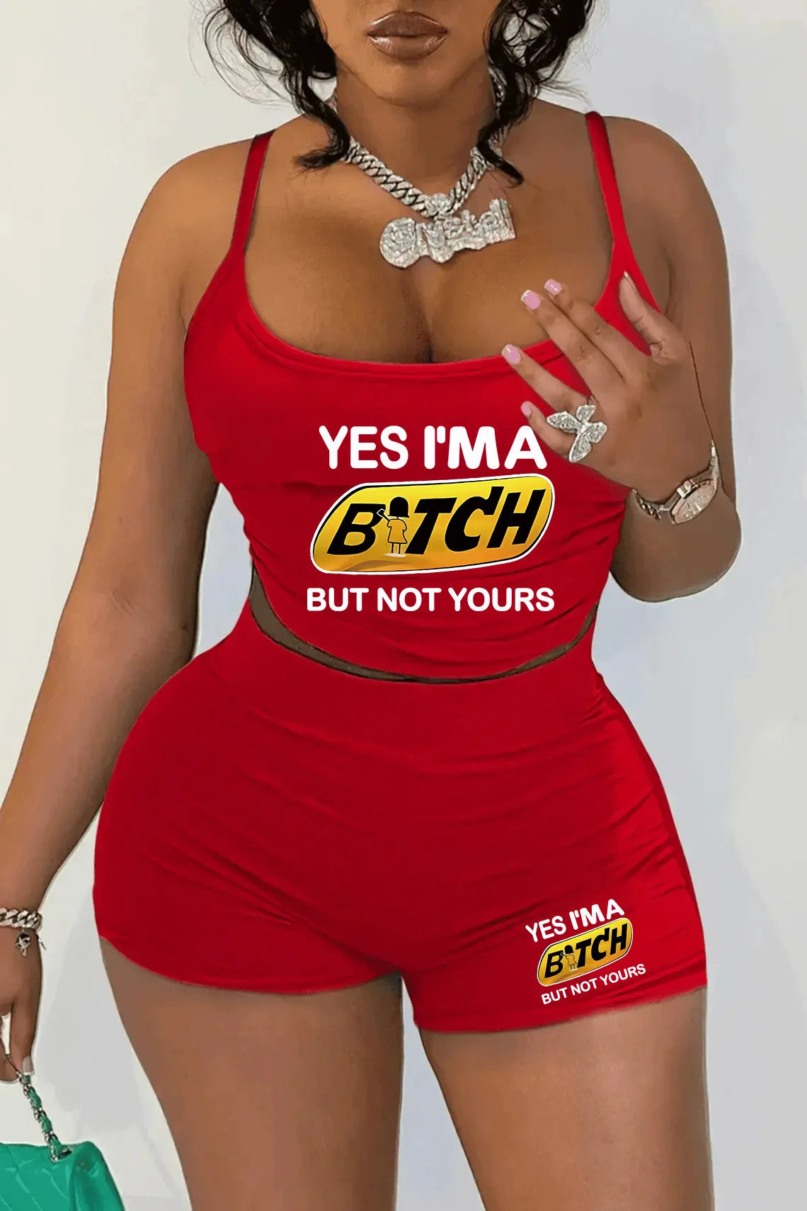 Sexy Spaghetti Strap Crop Tops And Short 2 Piece Sets Woman Outfit Ohberri