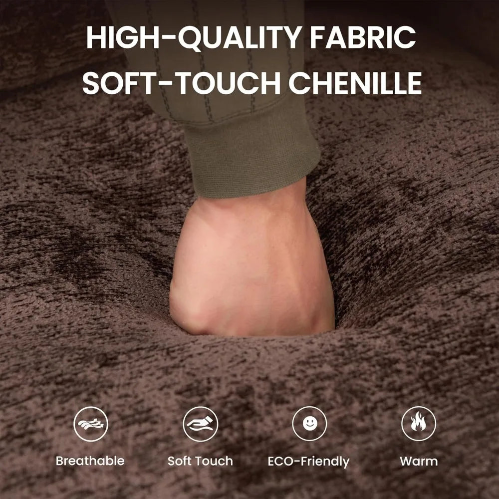 Sectional Sofa Fabric Couch 4 Seaters with 2 Ottomans - Ohberri