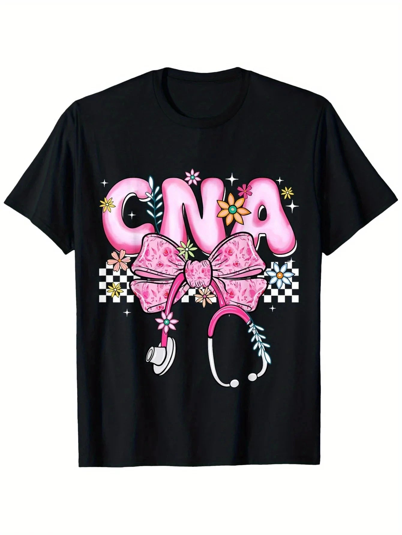 Certified Nursing Assistant CNA Bow Floral T-Shirt Ohberri