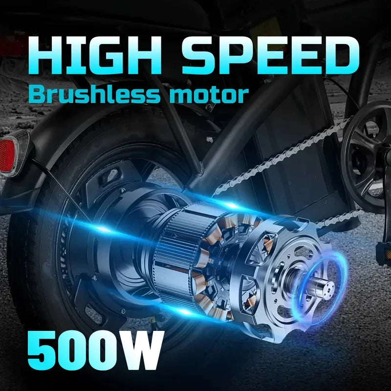 14 inch 500W 24MPH 48V 10Ah battery, 3-level pedal assist - Ohberri