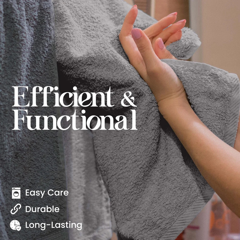 6-Piece Towel Set 600 GSM 100% Cotton Ultra Absorbent Soft Bath Towels Essential Bathroom Shower Pool Quick Dry Washcloths Hand - Ohberri