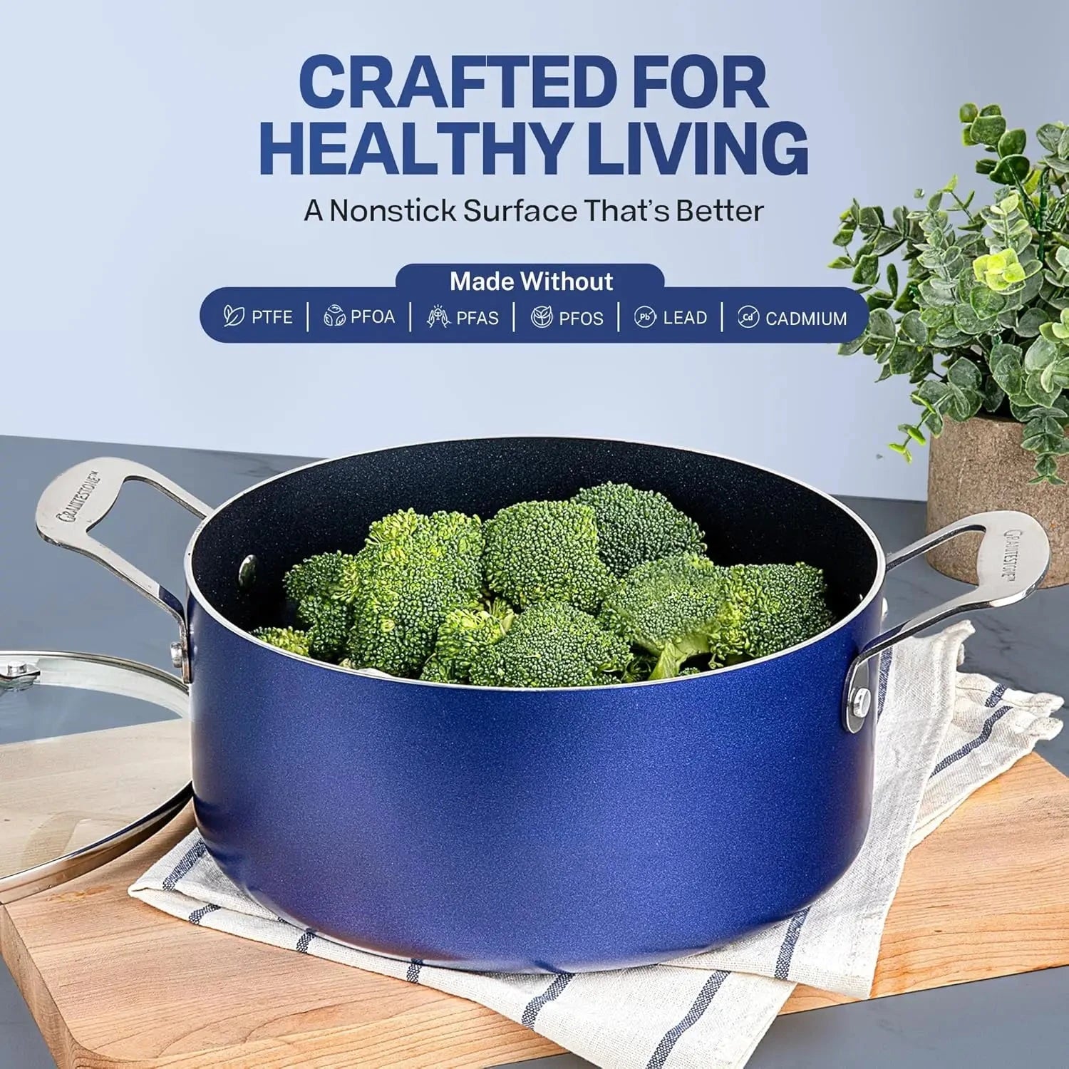 True 20 Pc Pots and Pans Set Non Stick Cookware Set with Deep Square Pan and Bakeware Set, Non Toxic Ohberri