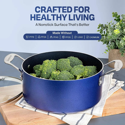 True 20 Pc Pots and Pans Set Non Stick Cookware Set with Deep Square Pan and Bakeware Set, Non Toxic Ohberri