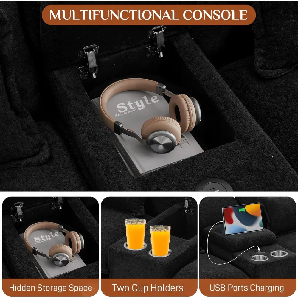 U Shape Black Cloud Sectional Plush Cloud Sofa Ohberri