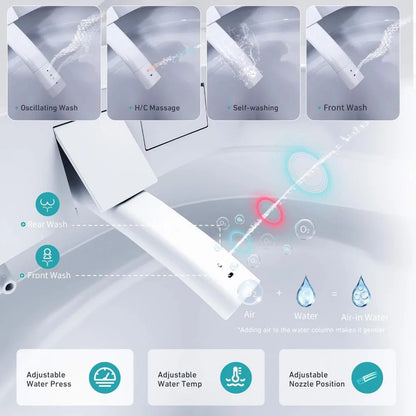 Smart Toilet with Bidet Built in, ADA Height Toilet bidet with Foam Shield, tankless Toilet Ohberri