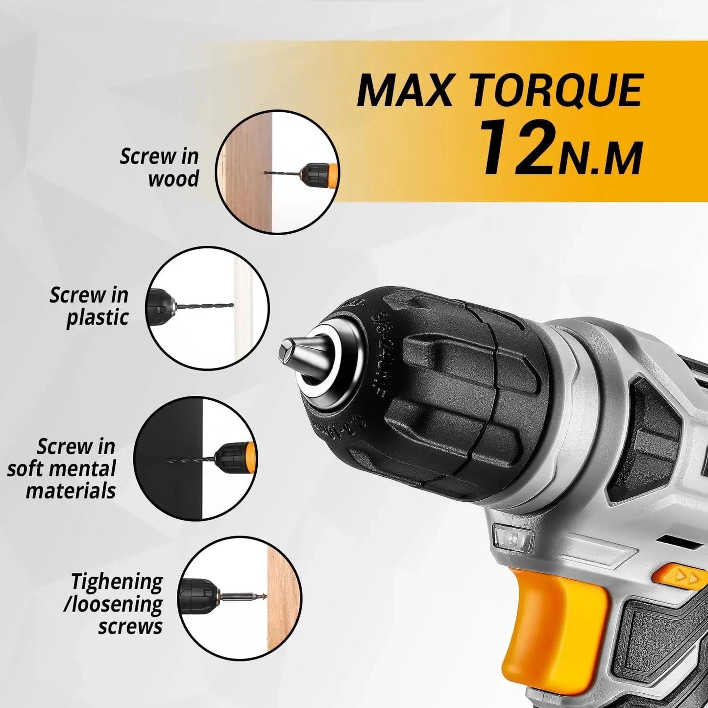 DEKO 126 Piece Power Tool Combo Kits with 8V Cordless Drill, 10MM 3/8'' Ohberri