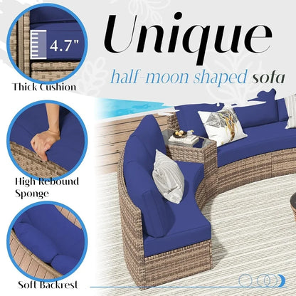 Furniture Sets, 3 Piece Half-Moon Sectional Round Sofa Set - Ohberri