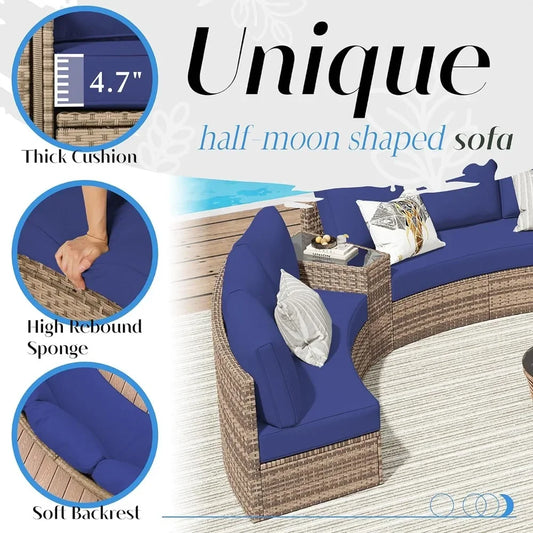 Furniture Sets, 3 Piece Half-Moon Sectional Round Sofa Set - Ohberri