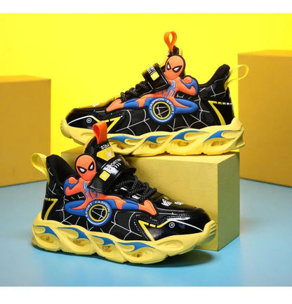 Disney Boys Shoes LED Lights Cartoon Autumn Children's Sports Shoes Leather Non-slip Children's Running Shoes Sneaker Size 25-35 Ohberri