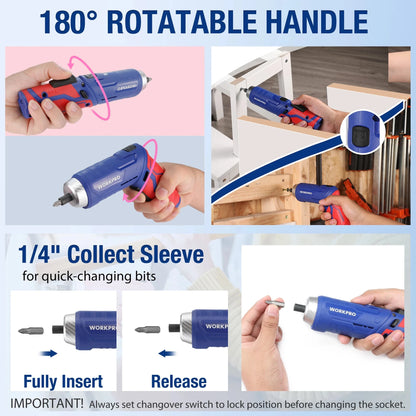 WORKPRO 3.7V Electric Screwdriver with 18pc Tool Kit Ohberri