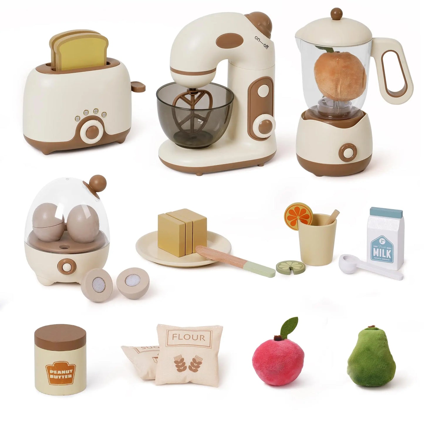 Wooden Toy Kitchen Set Play Kitchen Blender with Realistic Sounds - Ohberri