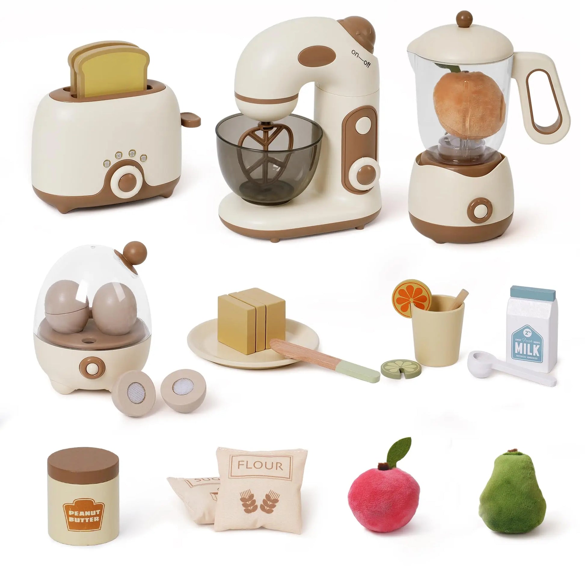 Wooden Toy Kitchen Set Play Kitchen Blender with Realistic Sounds - Ohberri