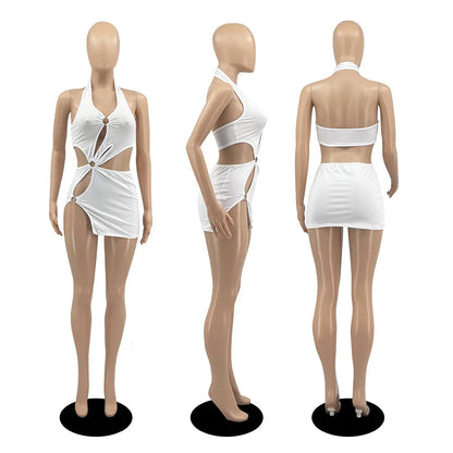 Short skirt sexy sleeveless hollow out dress Ohberri