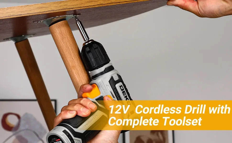 DEKO Mechanic Toolbox with 12V Power Cordless Drill Hand Repair Tools Sets Ohberri