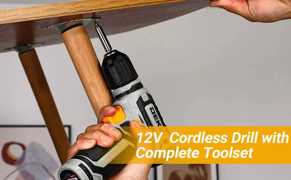 DEKO Mechanic Toolbox with 12V Power Cordless Drill Hand Repair Tools Sets Ohberri