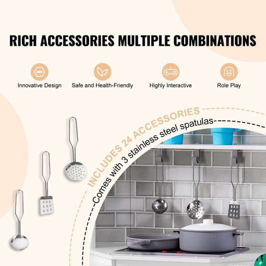 Corner Wooden Play Kitchen Set with Lights & Sounds - Ohberri