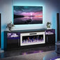 Fireplace with TV Stand 36" inch Electric Fireplace Up to 80" TVs, LED Light Modern Wood High Gloss Ohberri