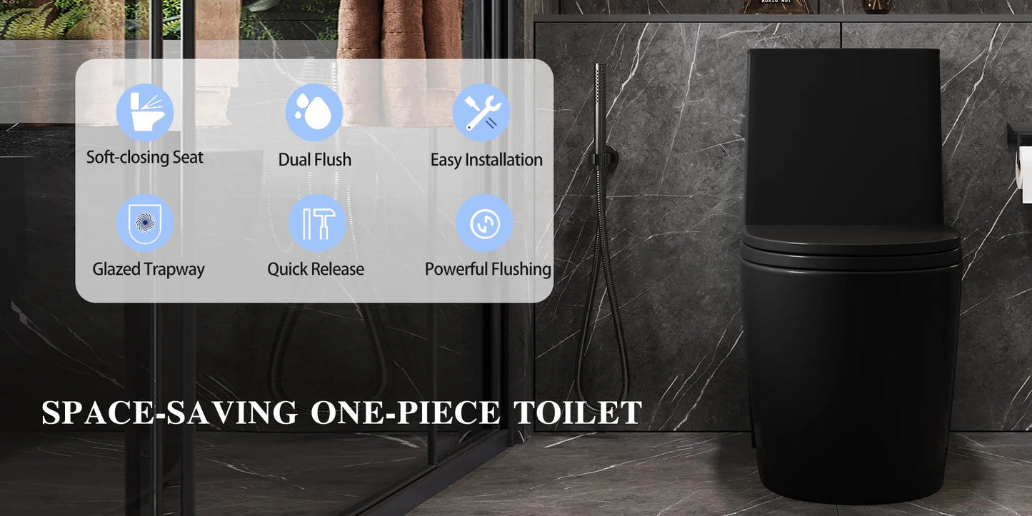 Dual-Flush, Water-Saving Elongated Ohberri