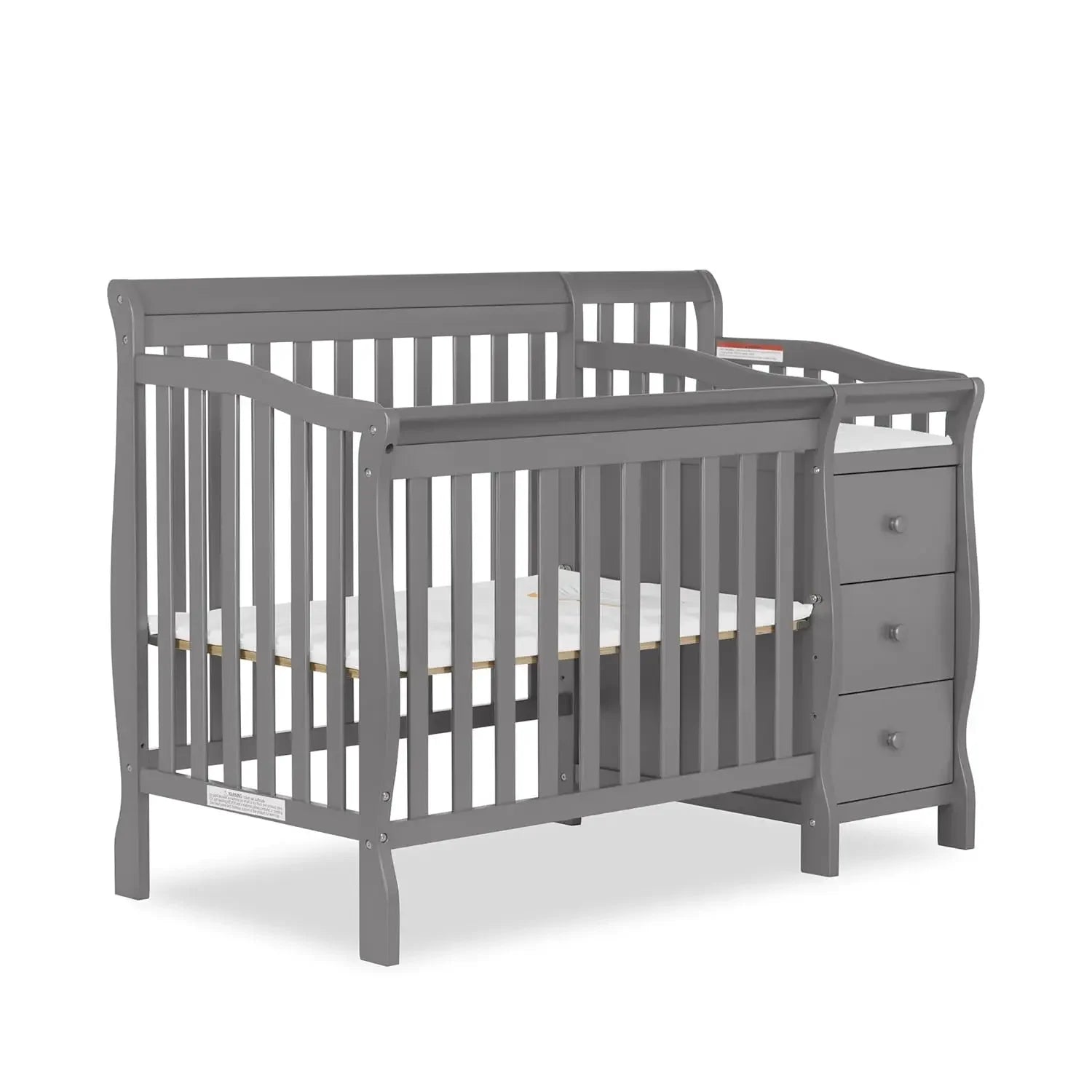 Convertible Crib with Storage Drawer, 3 Height Settings & Mattress Pad, Converts to Twin Bed - Ohberri