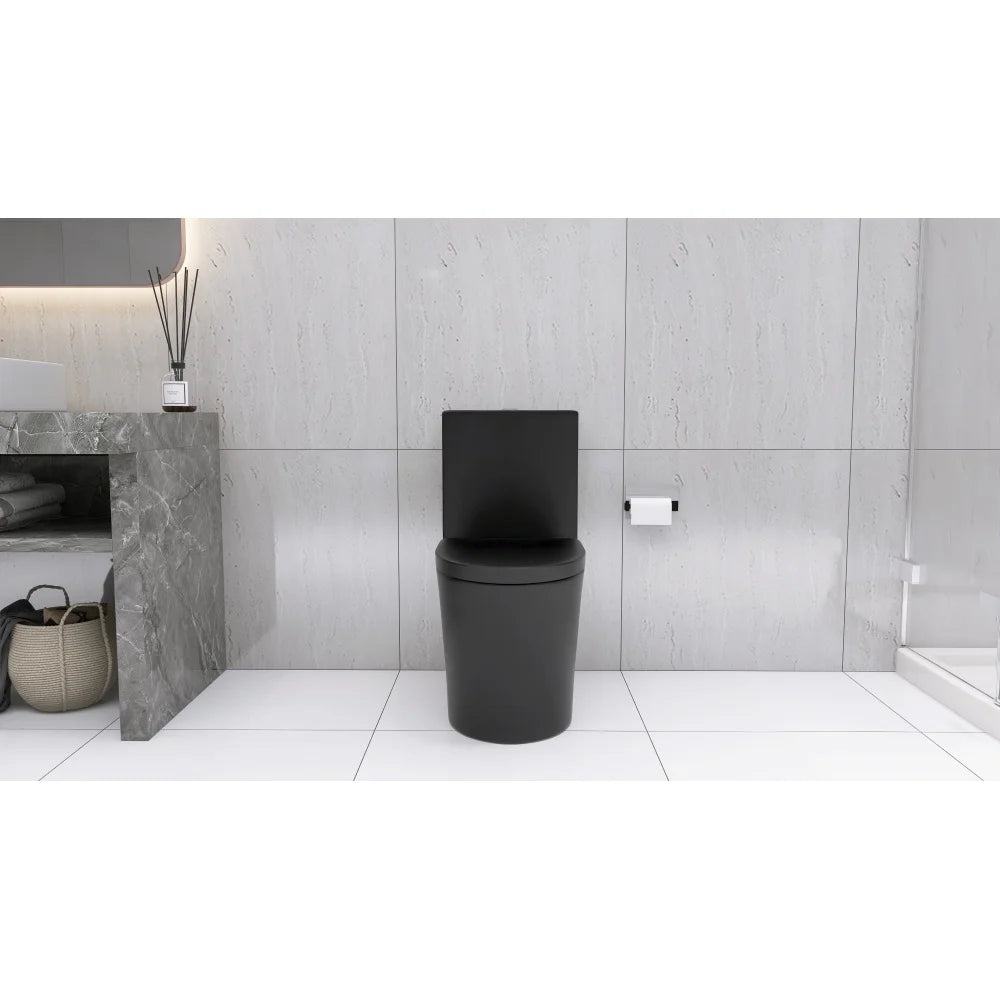 Matte Black Elongated One Piece Toilet Dual Flush 1.1/1.6 GPF Water Saving Map 1000g,Matte Black Ohberri